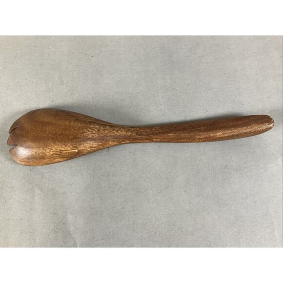 Crate & Barrel Mid Tone Wood Serving Salad Set Fork Spoon - Picture 6 of 6